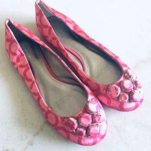 Worn 1 time! Coach pink logo ballet flats / shoes
